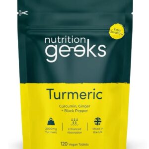 Turmeric Tablets 2000mg with Black Pepper & Ginger - 120 High Strength Curcumin Supplements - Easy Swallow Tablets (Not Turmeric Capsules or Powder) - Vegan - UK Made (Packaging Design May Vary)